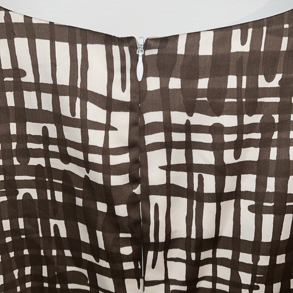 Trina Turk Brown White Silk-Blend Dress 4 - Picture 5 of 6